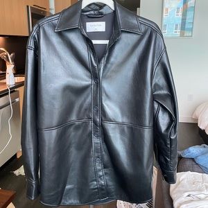Aritzia babaton leather shirt jacket